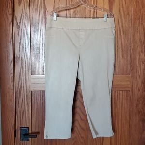 Capris, denim, beige, pull-on